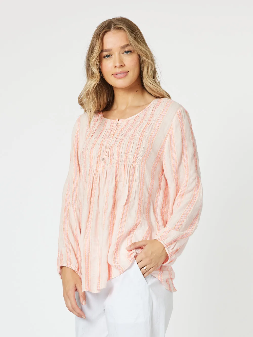 Venice Stripe Tunic - Papaya