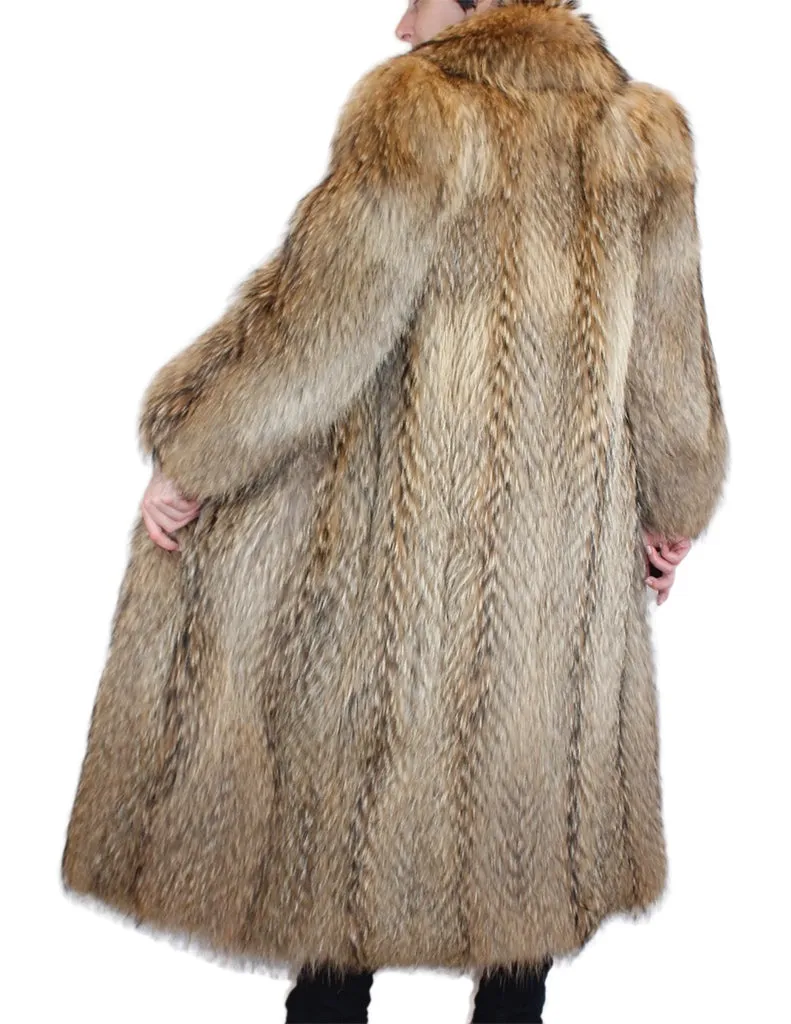 Vintage Natural Finnish Raccoon Fur Coat -M/L | Thick Fur!