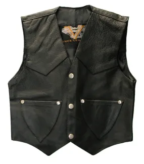 VK901 S Kid's Leather Vest Plain Side