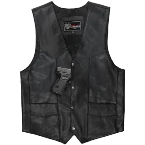 VL921 Vance Leather Premium Leather Men's Plain Side Vest with Single Seam Back