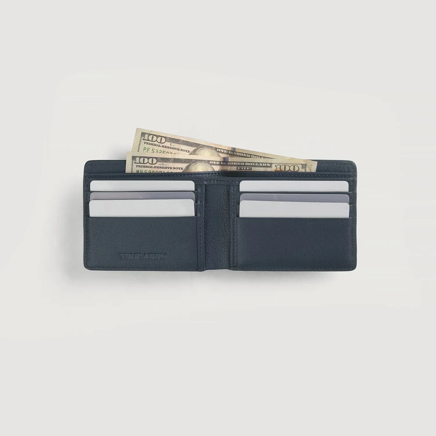 Voren Blue Leather Bi-fold Wallet