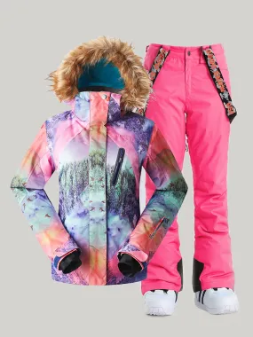 Waterproof Colorful Ski Suit Windproof Snowboard Jacket Pants Sets