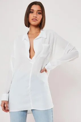 White Oversized Plunge Tunic