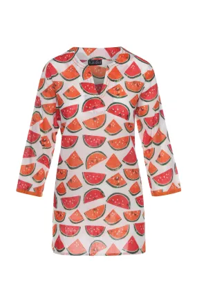 White Watermelon w/ Orange Trim Tunic