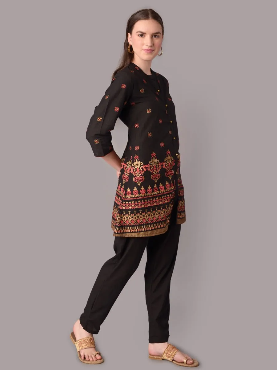 Women Black Ornamental Print Tunic