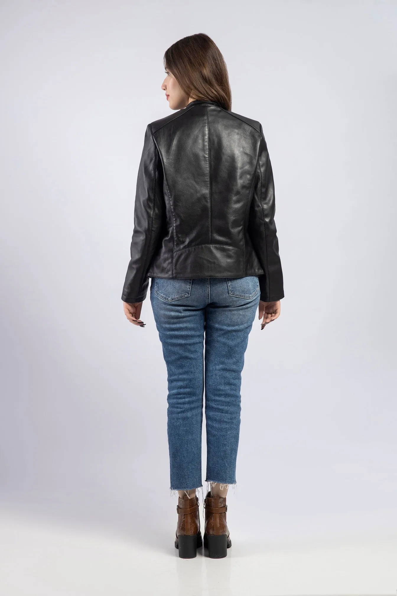 Women Kara Genuine Lambskin Biker Leather Jacket