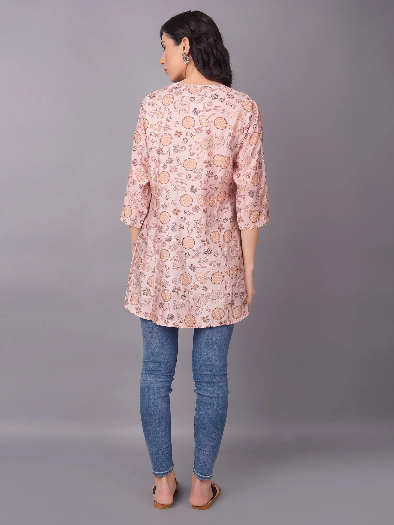 Women Pink Ornamental Printed Tunic