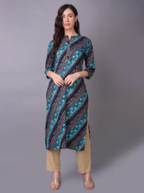 Women Teal Ornamental Printed Kurta