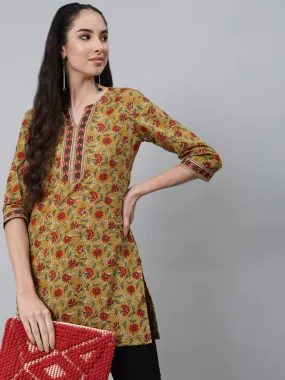 Women Yellow & Red Printed Tunic