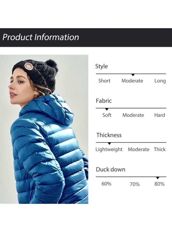 Women's Packable Down Jacket Lightweight Puffer Coat with Hood ThermoLite II