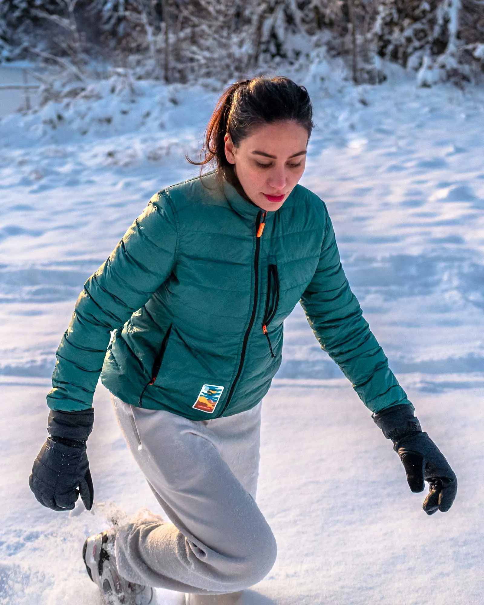 Women's Reversible Lightweight Puffer Jacket, Green & Orange