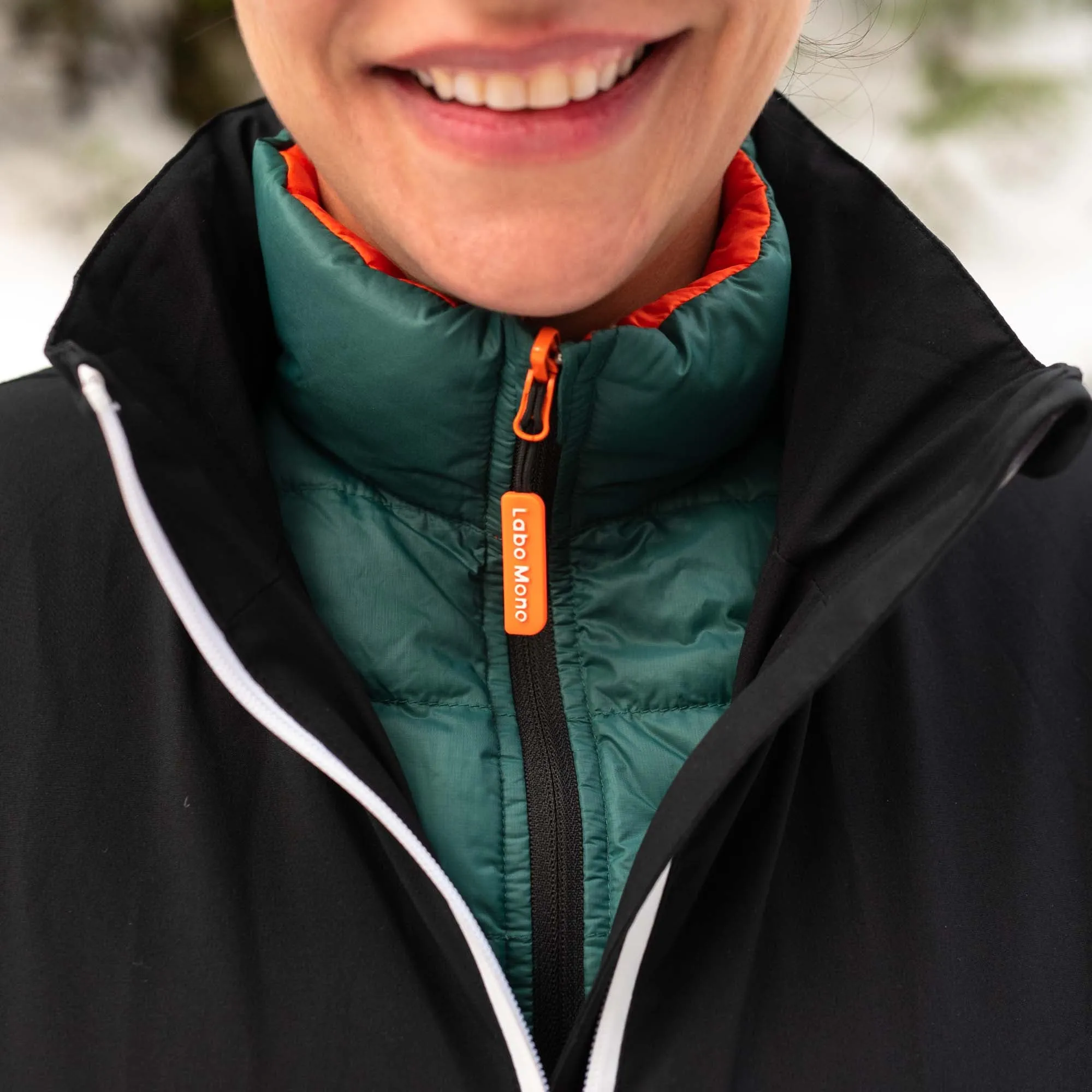 Women's Reversible Lightweight Puffer Jacket, Green & Orange