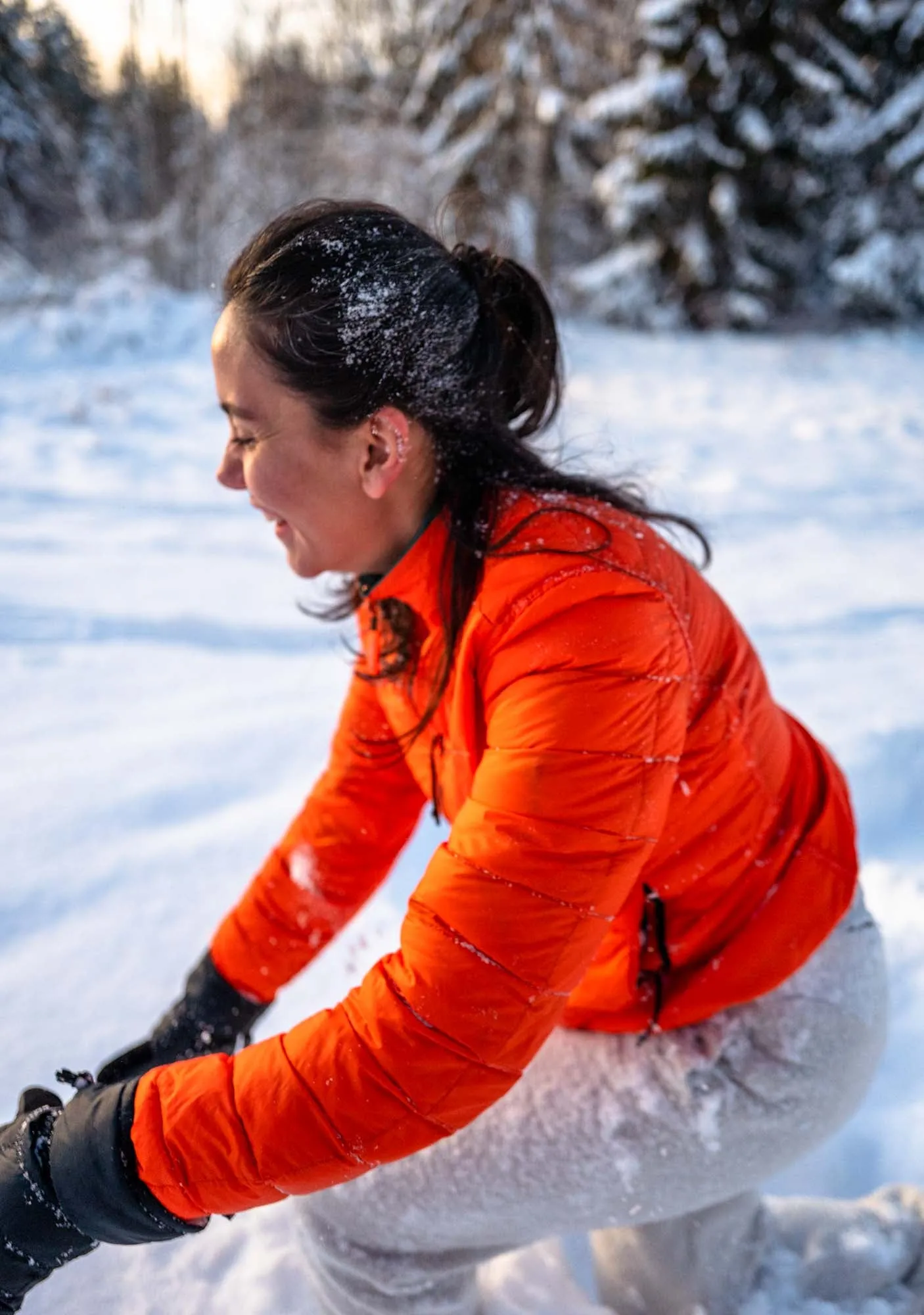 Women's Reversible Lightweight Puffer Jacket, Green & Orange