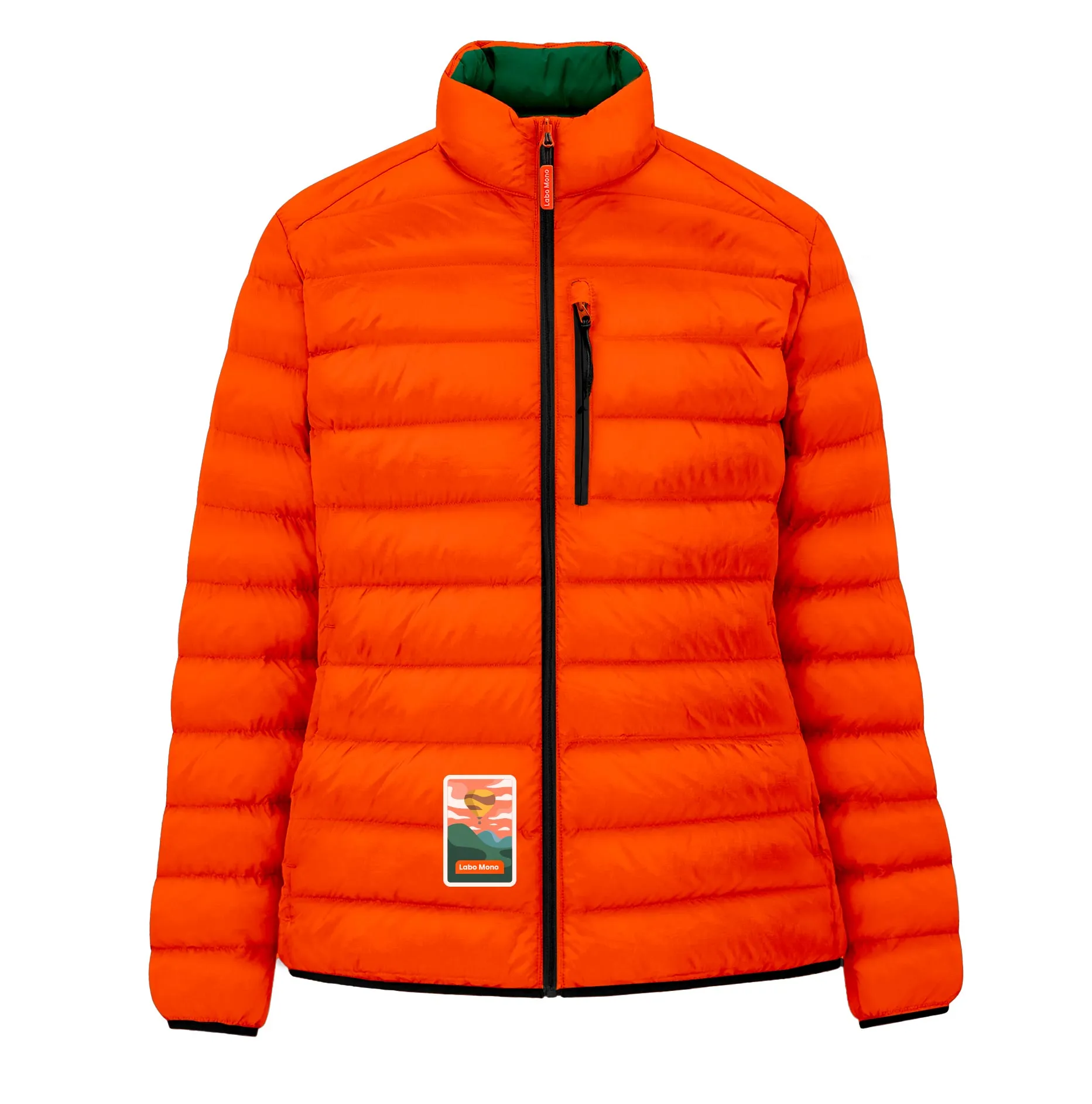 Women's Reversible Lightweight Puffer Jacket, Green & Orange