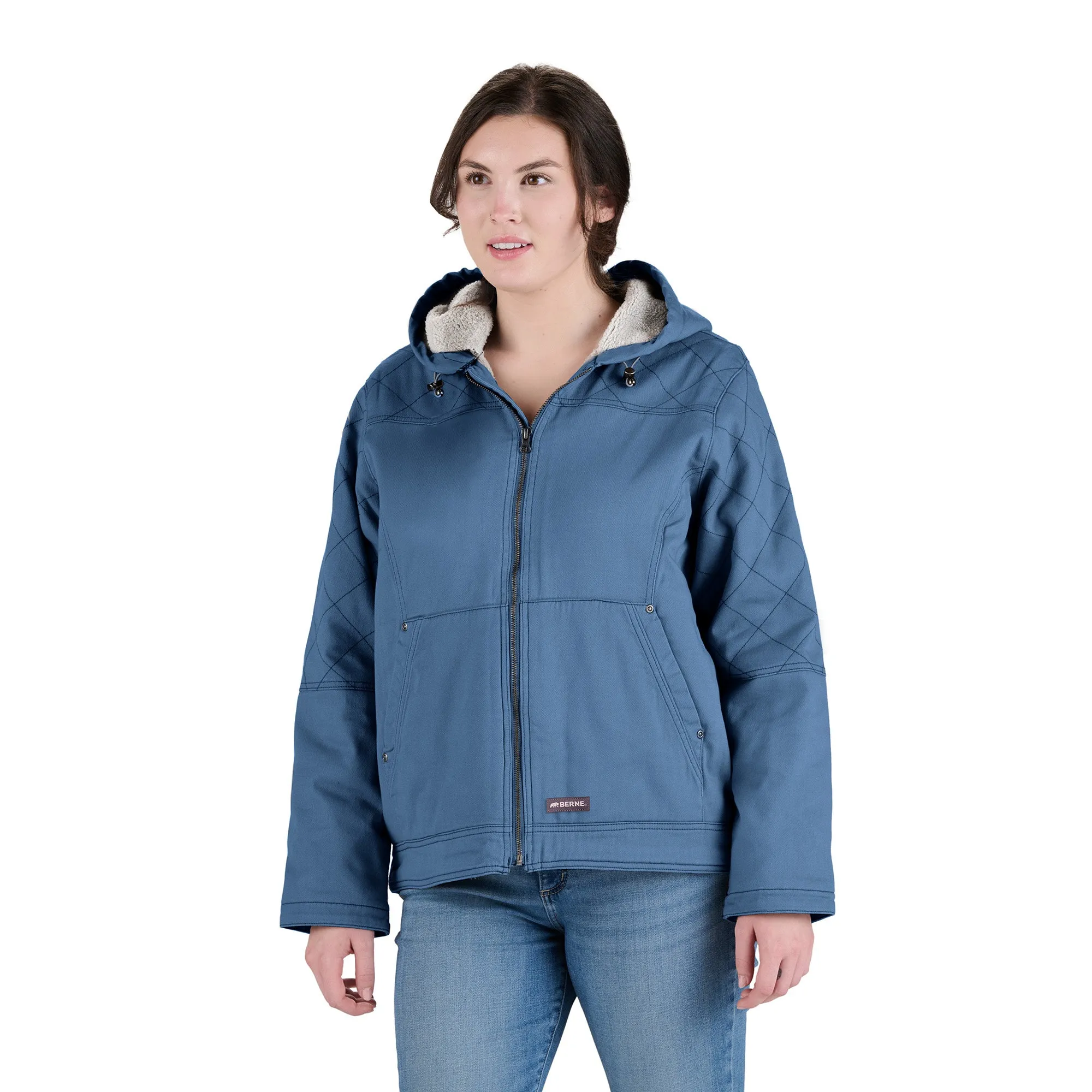 Women's Sherpa-Lined Twill Hooded Work Jacket