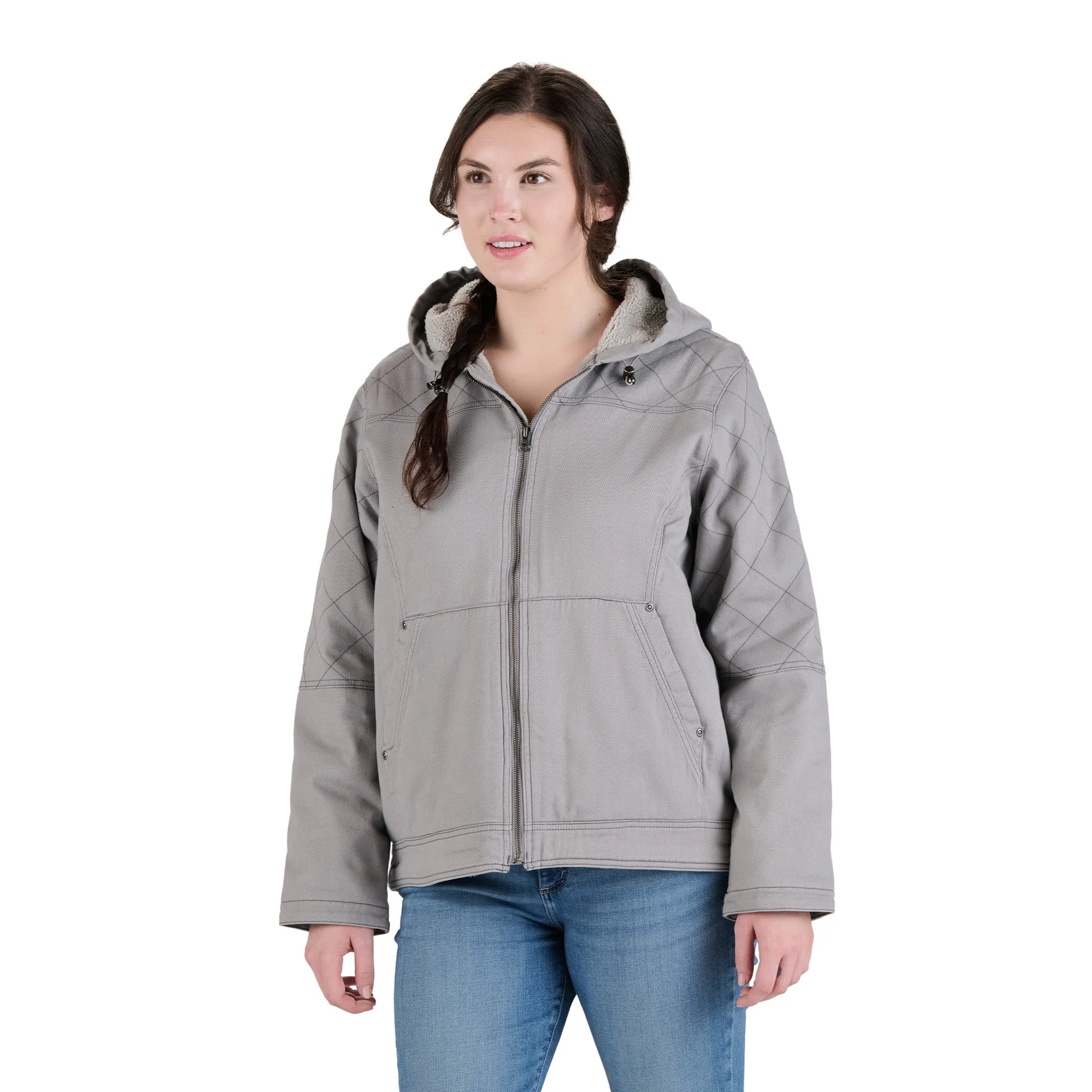 Women's Sherpa-Lined Twill Hooded Work Jacket