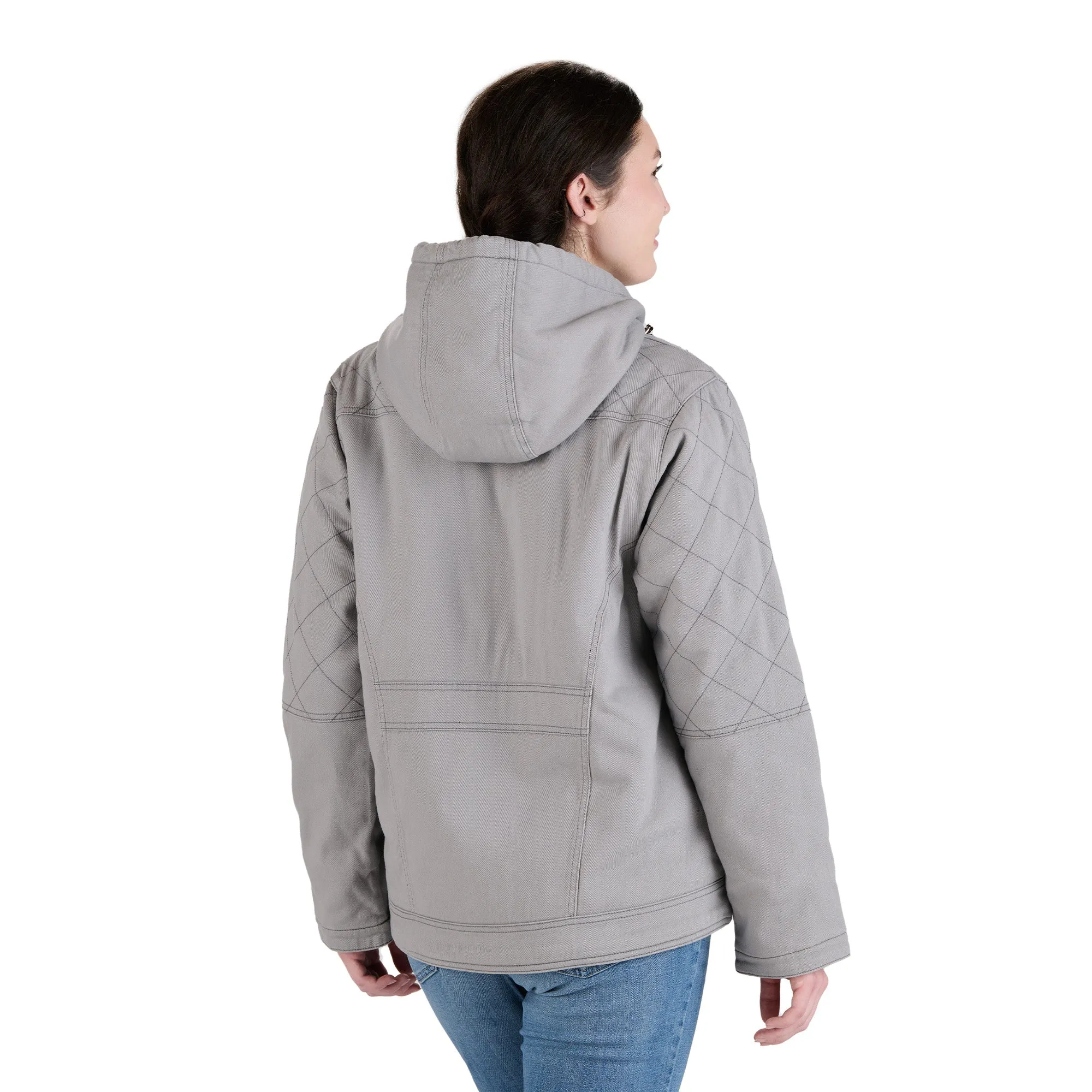 Women's Sherpa-Lined Twill Hooded Work Jacket