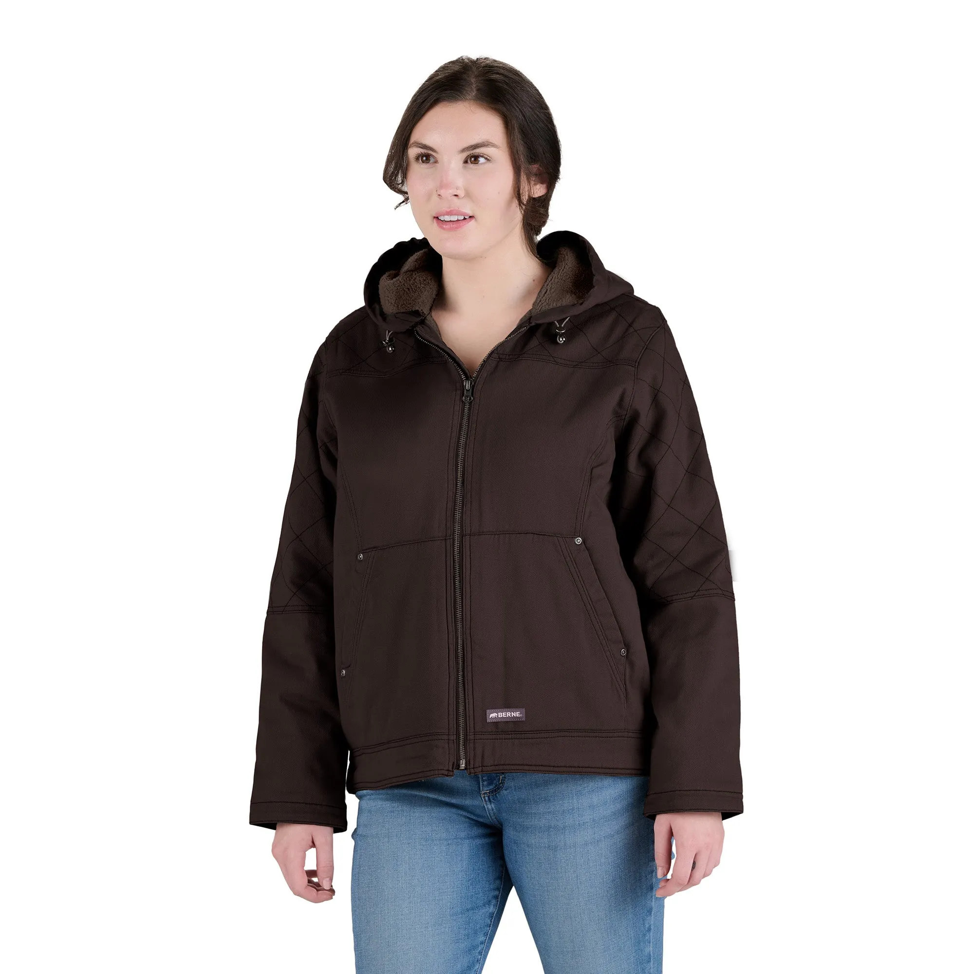 Women's Sherpa-Lined Twill Hooded Work Jacket