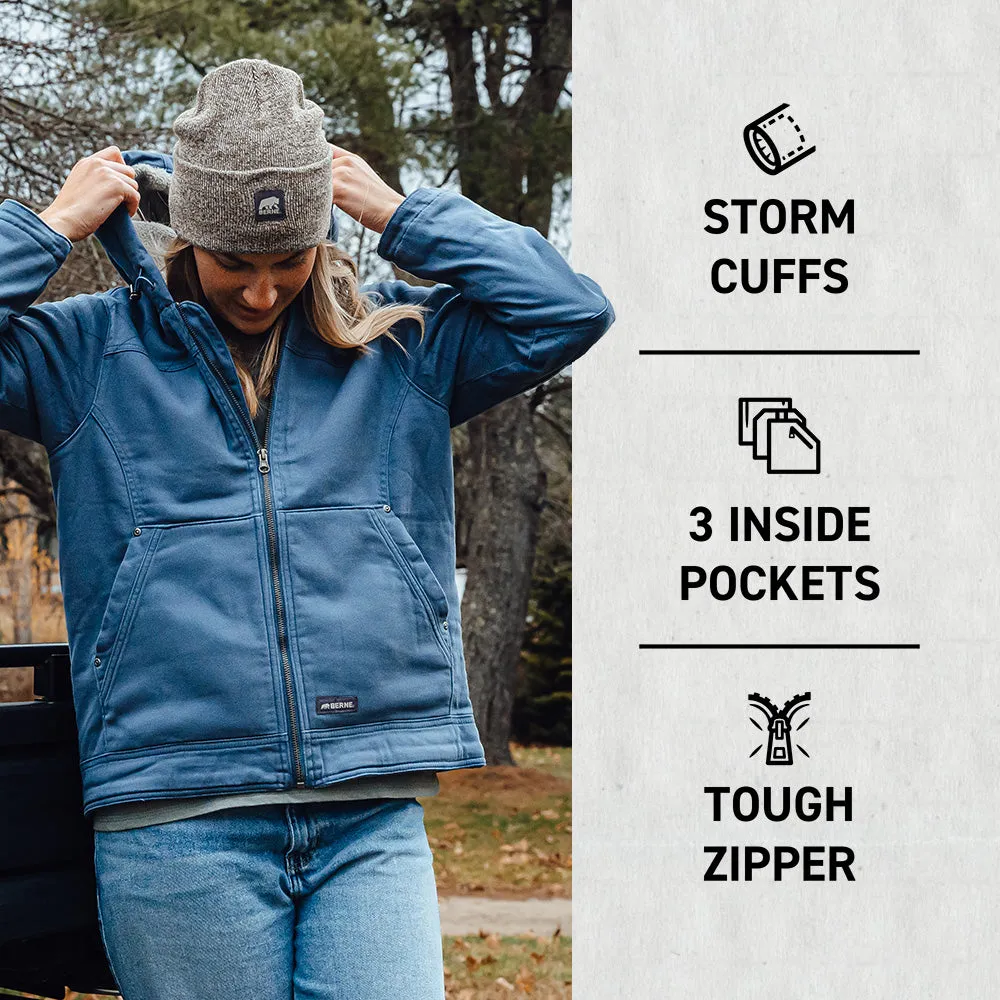 Women's Sherpa-Lined Twill Hooded Work Jacket