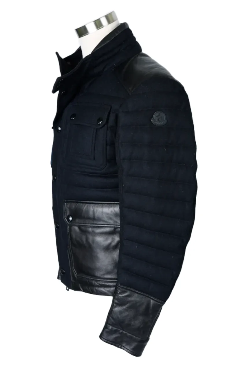 Wool Down Leather Puffer