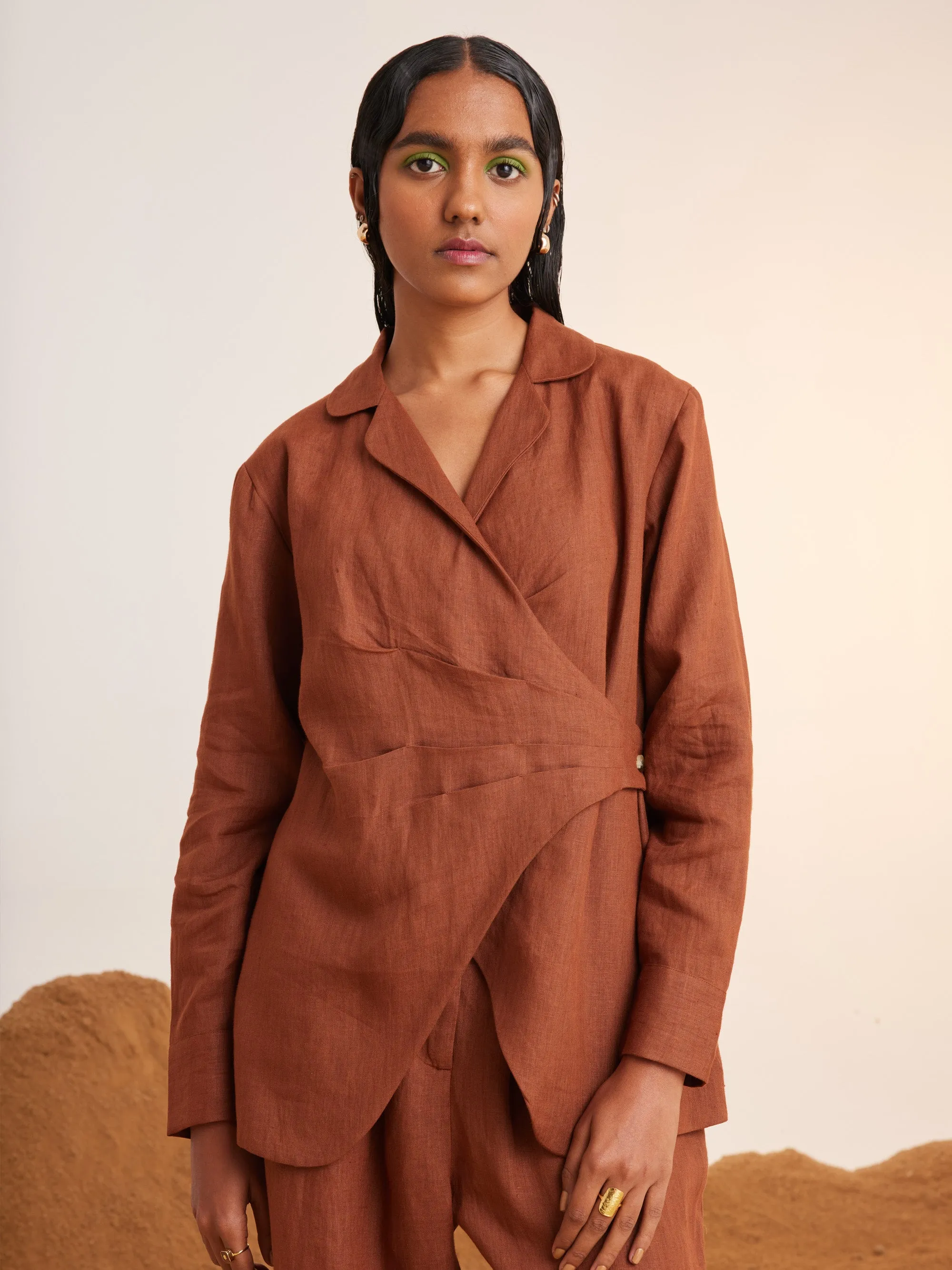 Wrap Blazer Set - Rust