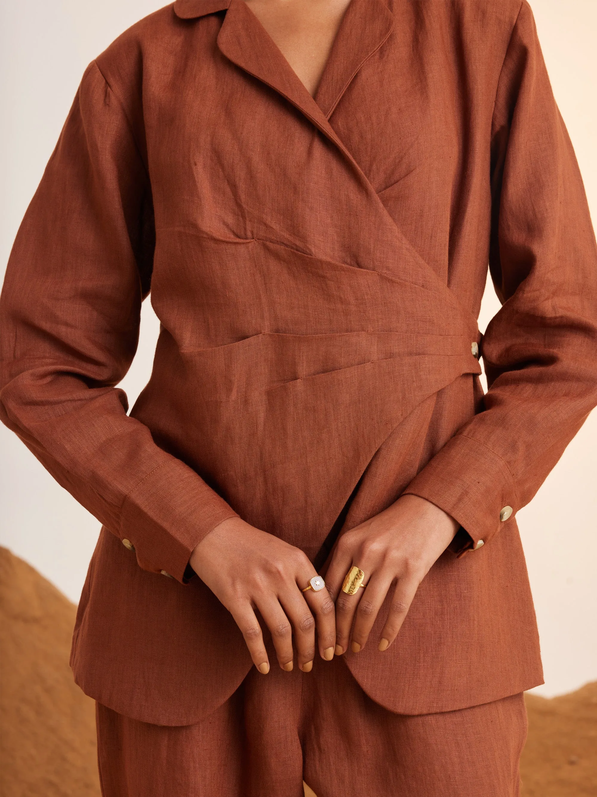 Wrap Blazer Set - Rust