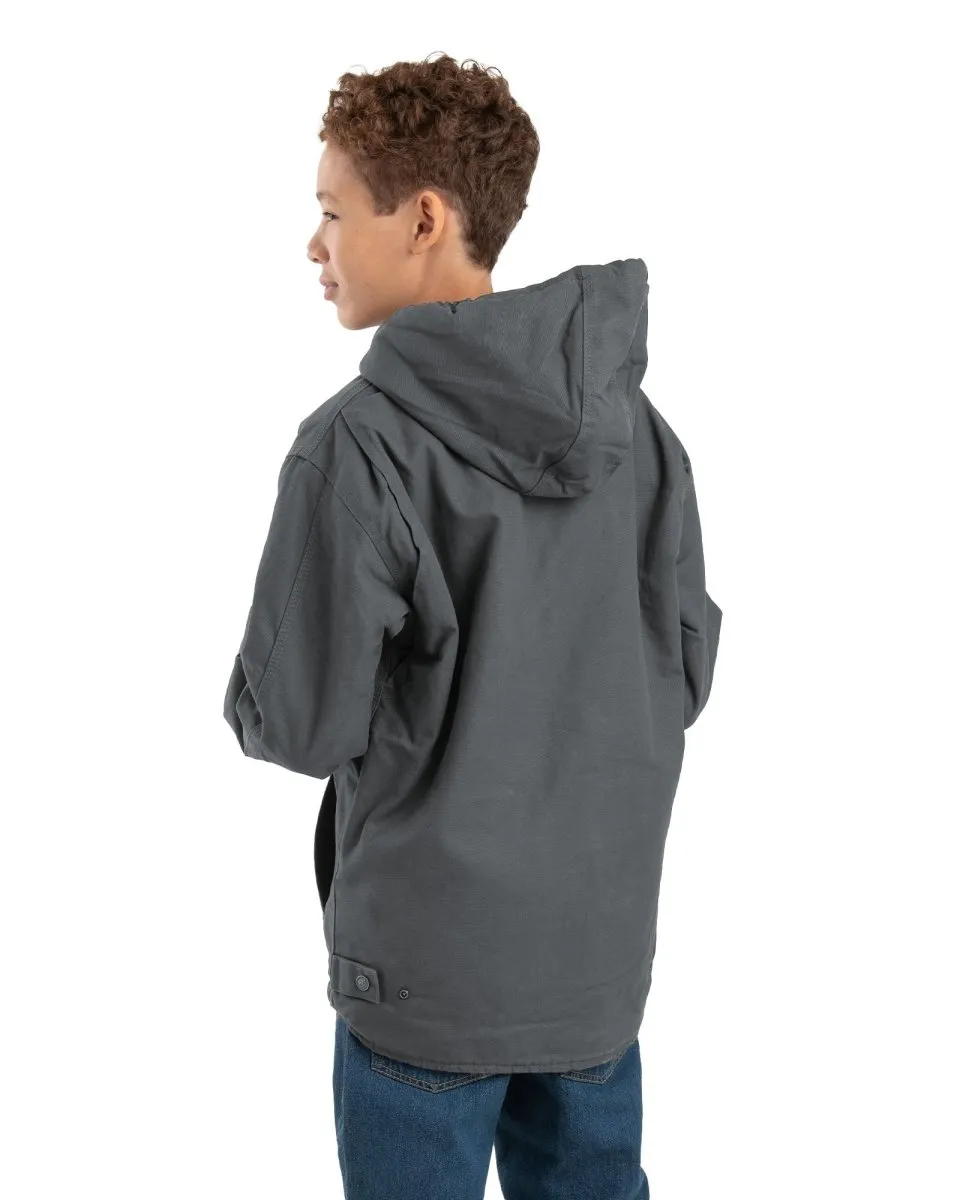 Youth Sherpa-Lined Softstone Duck Hooded Jacket