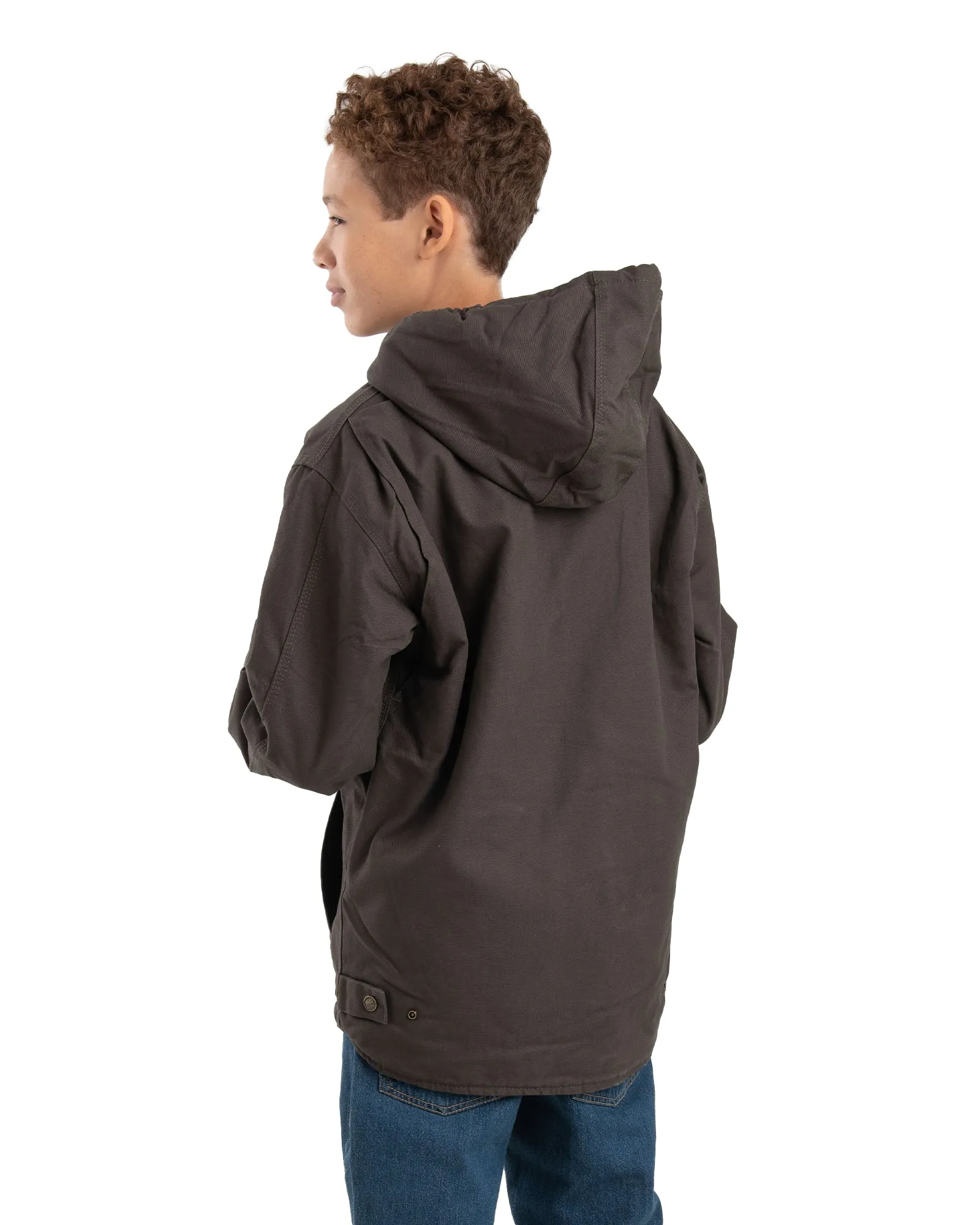 Youth Sherpa-Lined Softstone Duck Hooded Jacket