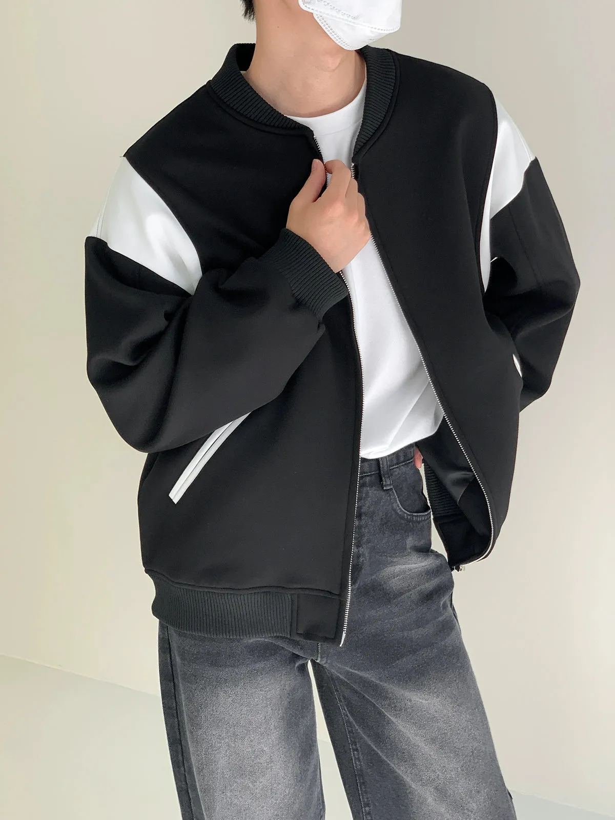 Zhou Contrast Zipped Casual Jacket