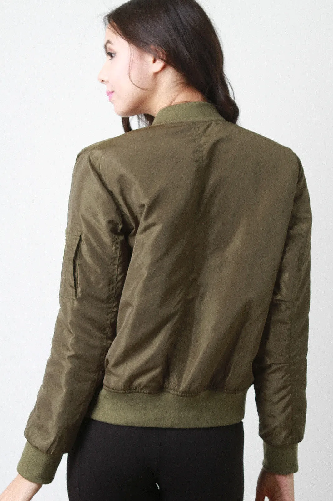 Zipped Up Bomber Puffer Jacket