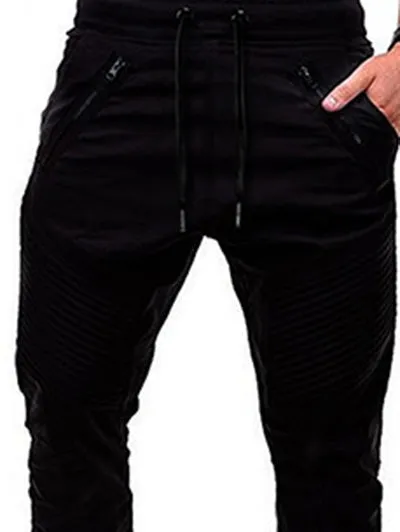 Zippers Embellished Drawstring Jogger Pants